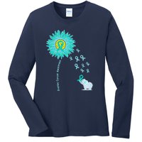 Support For Ovarian Cancer Awareness Teal Ribbon Product Ladies Long Sleeve Shirt