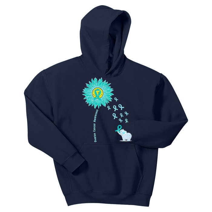 Support For Ovarian Cancer Awareness Teal Ribbon Product Kids Hoodie