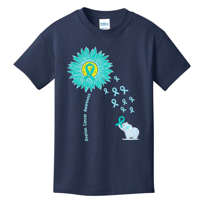 Support For Ovarian Cancer Awareness Teal Ribbon Product Kids T-Shirt