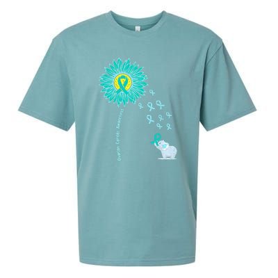 Support For Ovarian Cancer Awareness Teal Ribbon Product Sueded Cloud Jersey T-Shirt