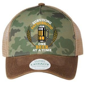 Surviving Fatherhood One Beer At A Time Funny Dads Fathers Meaningful Gift Legacy Tie Dye Trucker Hat