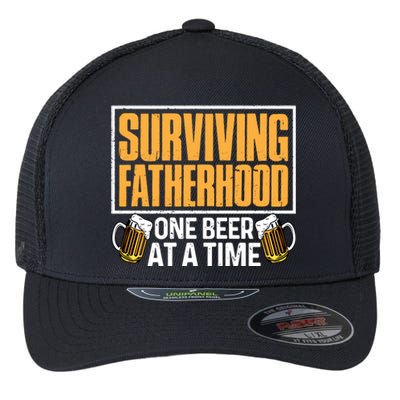 Surviving Fatherhood One Beer At A Time Funny Ing Cool Gift Flexfit Unipanel Trucker Cap