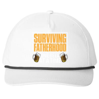 Surviving Fatherhood One Beer At A Time Funny Ing Cool Gift Snapback Five-Panel Rope Hat