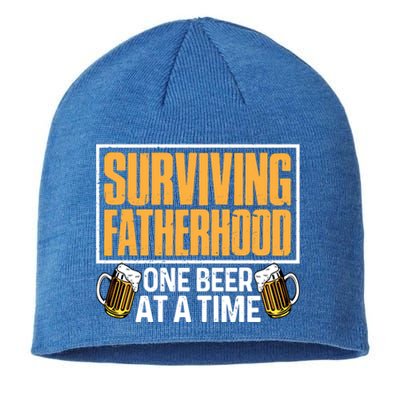 Surviving Fatherhood One Beer At A Time Funny Ing Cool Gift Sustainable Beanie