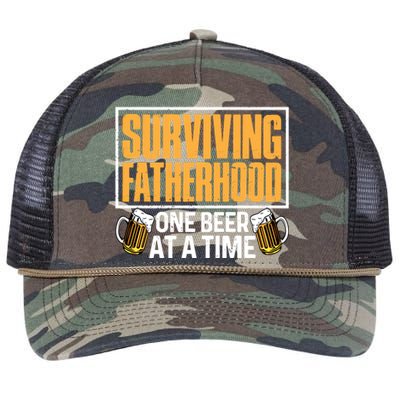 Surviving Fatherhood One Beer At A Time Funny Ing Cool Gift Retro Rope Trucker Hat Cap