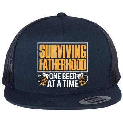 Surviving Fatherhood One Beer At A Time Funny Ing Cool Gift Flat Bill Trucker Hat