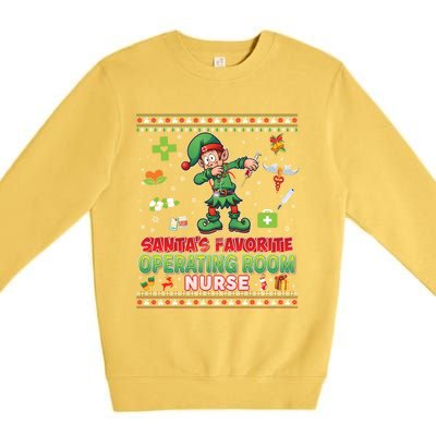 Santas Favorite Operating Room Nurse Dabbing Elf Christmas Funny Gift Premium Crewneck Sweatshirt