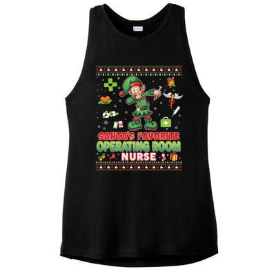 Santas Favorite Operating Room Nurse Dabbing Elf Christmas Funny Gift Ladies PosiCharge Tri-Blend Wicking Tank