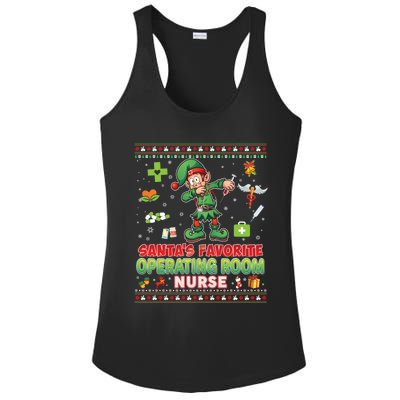 Santas Favorite Operating Room Nurse Dabbing Elf Christmas Funny Gift Ladies PosiCharge Competitor Racerback Tank