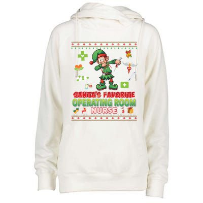 Santas Favorite Operating Room Nurse Dabbing Elf Christmas Funny Gift Womens Funnel Neck Pullover Hood