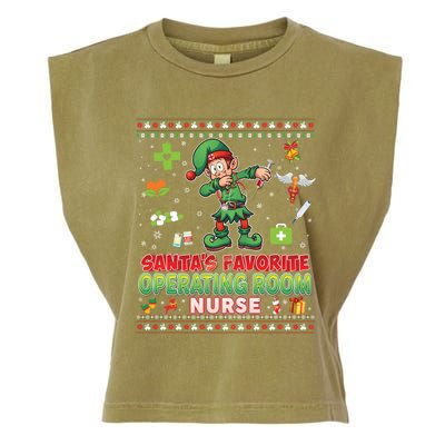 Santas Favorite Operating Room Nurse Dabbing Elf Christmas Funny Gift Garment-Dyed Women's Muscle Tee