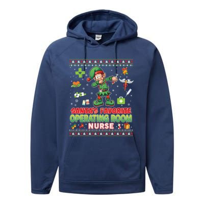 Santas Favorite Operating Room Nurse Dabbing Elf Christmas Funny Gift Performance Fleece Hoodie