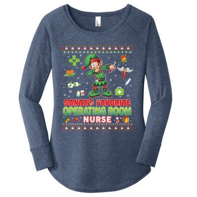 Santas Favorite Operating Room Nurse Dabbing Elf Christmas Funny Gift Women's Perfect Tri Tunic Long Sleeve Shirt