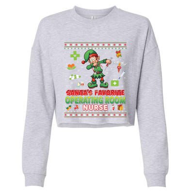 Santas Favorite Operating Room Nurse Dabbing Elf Christmas Funny Gift Cropped Pullover Crew