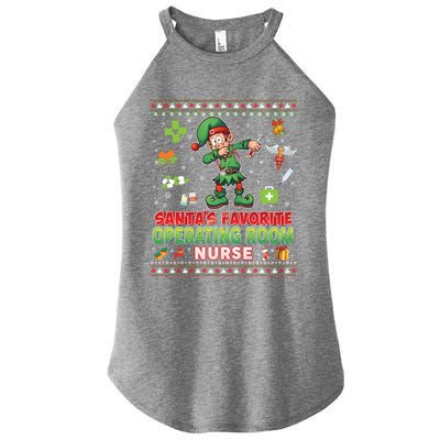 Santas Favorite Operating Room Nurse Dabbing Elf Christmas Funny Gift Women’s Perfect Tri Rocker Tank