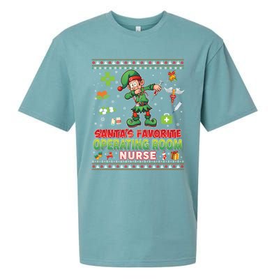 Santas Favorite Operating Room Nurse Dabbing Elf Christmas Funny Gift Sueded Cloud Jersey T-Shirt