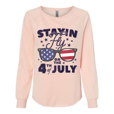 Staying Fly On The 4th Of July Sunglasses Patriotic Womens California Wash Sweatshirt