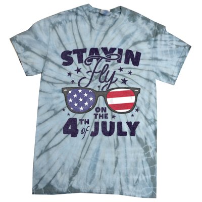 Staying Fly On The 4th Of July Sunglasses Patriotic Tie-Dye T-Shirt