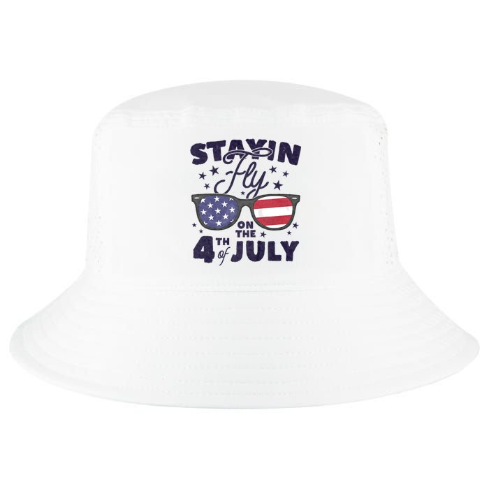 Staying Fly On The 4th Of July Sunglasses Patriotic Cool Comfort Performance Bucket Hat