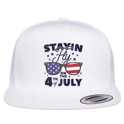 Staying Fly On The 4th Of July Sunglasses Patriotic Flat Bill Trucker Hat