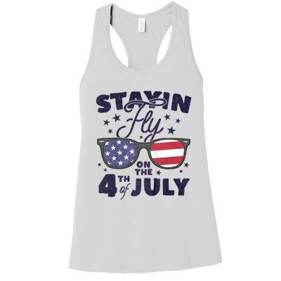 Staying Fly On The 4th Of July Sunglasses Patriotic Women's Racerback Tank