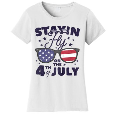 Staying Fly On The 4th Of July Sunglasses Patriotic Women's T-Shirt