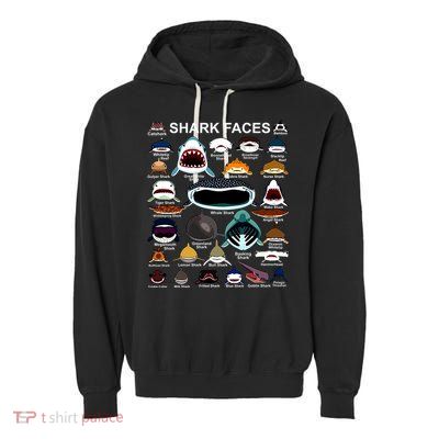 Shark Faces Of All Kinds Garment-Dyed Fleece Hoodie
