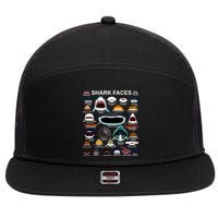 Shark Faces Of All Kinds 7 Panel Mesh Trucker Snapback Hat