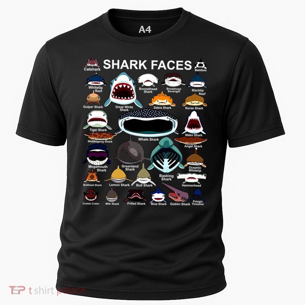 Shark Faces Of All Kinds Performance Shirt