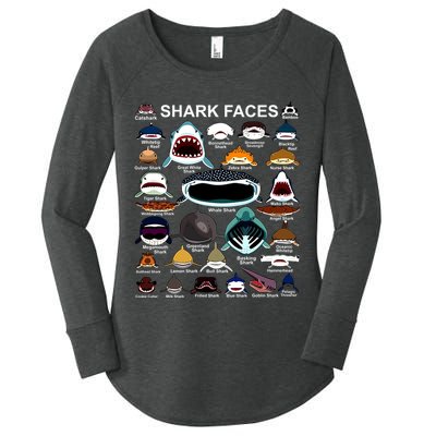 Shark Faces Of All Kinds Women's Perfect Tri Tunic Long Sleeve Shirt