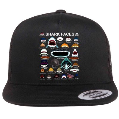 Shark Faces Of All Kinds Flatbill Hat