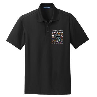 Shark Faces Of All Kinds Dry Zone Grid Polo
