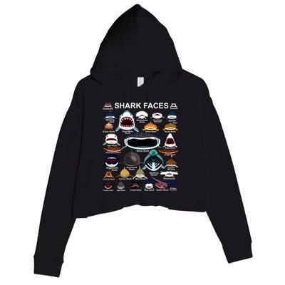 Shark Faces Of All Kinds Crop Fleece Hoodie