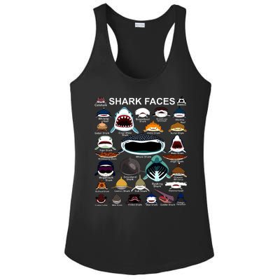 Shark Faces Of All Kinds Ladies PosiCharge Competitor Racerback Tank