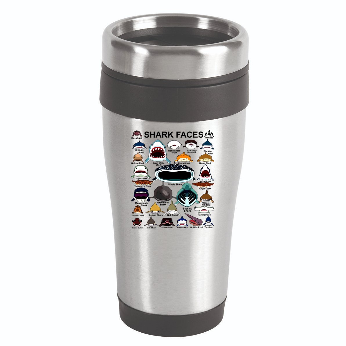 Shark Faces Of All Kinds 16oz Travel Tumbler