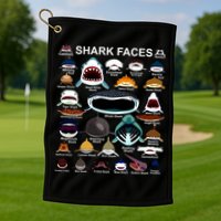 Shark Faces Of All Kinds Golf Towel