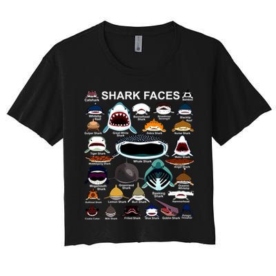 Shark Faces Of All Kinds Crop Top