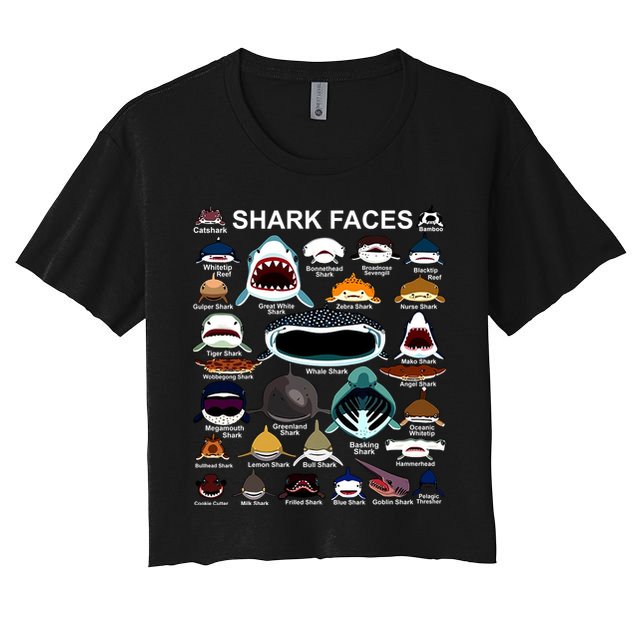 Shark Faces Of All Kinds Crop Top