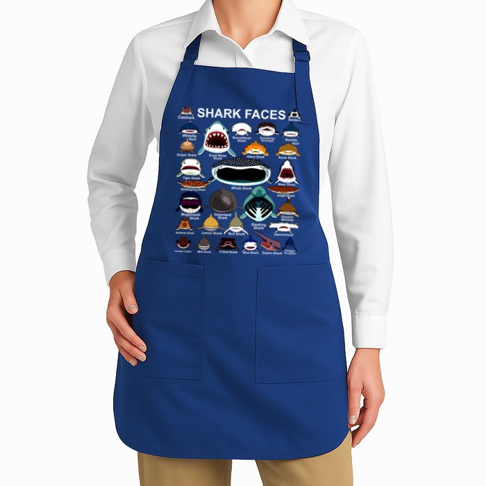 Shark Faces Of All Kinds Apron