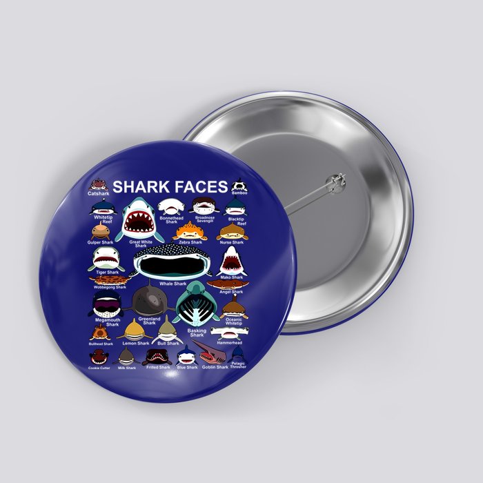Shark Faces Of All Kinds Button