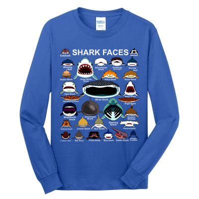 Shark Faces Of All Kinds Tall Long Sleeve T-Shirt