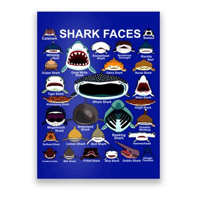 Shark Faces Of All Kinds Poster