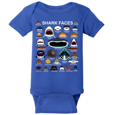 Shark Faces Of All Kinds Baby Bodysuit
