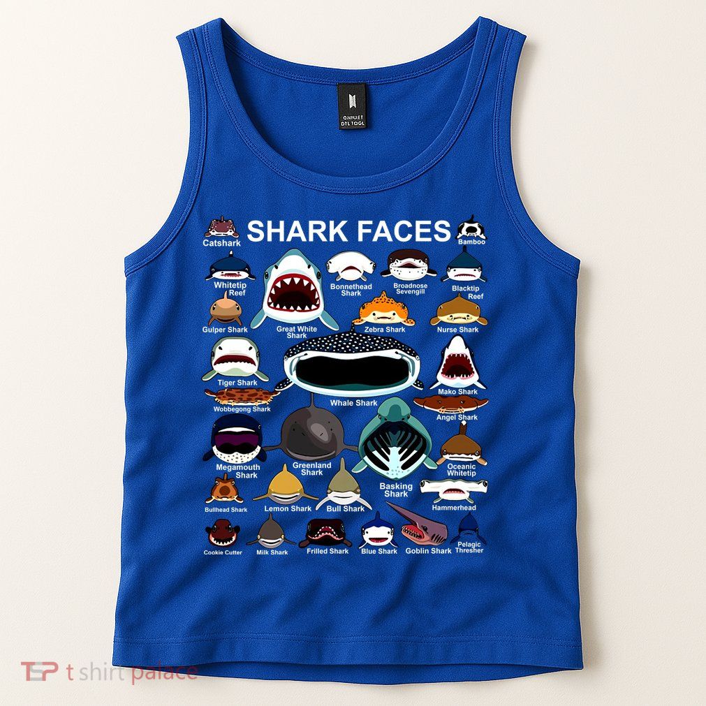 Shark Faces Of All Kinds Tank Top