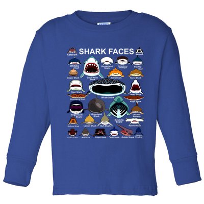 Shark Faces Of All Kinds Toddler Long Sleeve Shirt