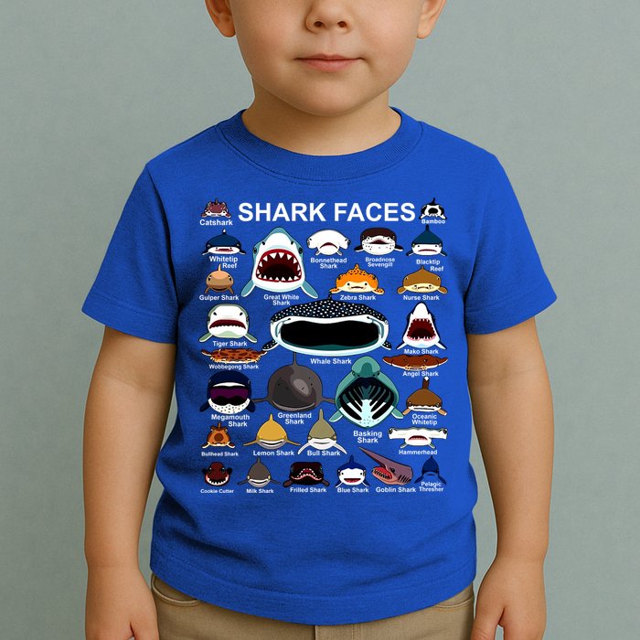 Shark Faces Of All Kinds Toddler T-Shirt