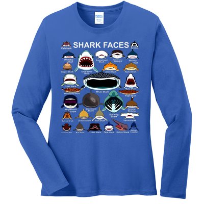 Shark Faces Of All Kinds Ladies Long Sleeve Shirt