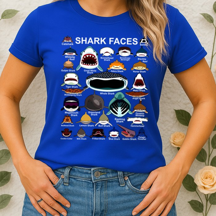 Shark Faces Of All Kinds Womens T-Shirt