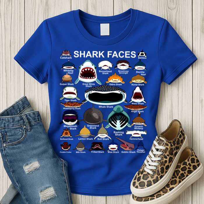 Shark Faces Of All Kinds Womens T-Shirt