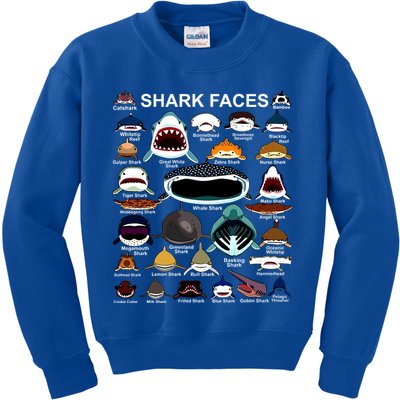Shark Faces Of All Kinds Kids Sweatshirt